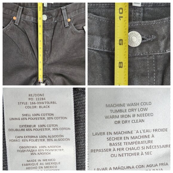 Re/Done Womens Originals 70s Low Rise Bell Bottom Jeans Size 29 Black New - Picture 14 of 14
